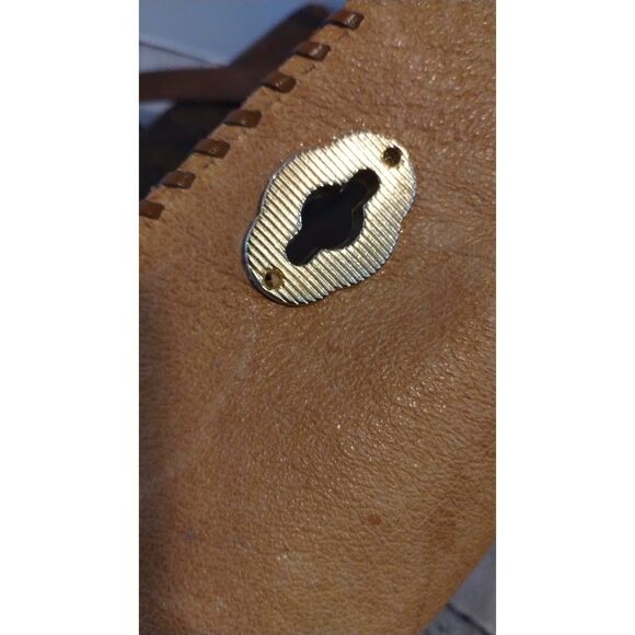 Vintage BOHO Handcrafted Stitched Tooled Leather Saddlebag Purse Floral Design - Picture 9 of 10